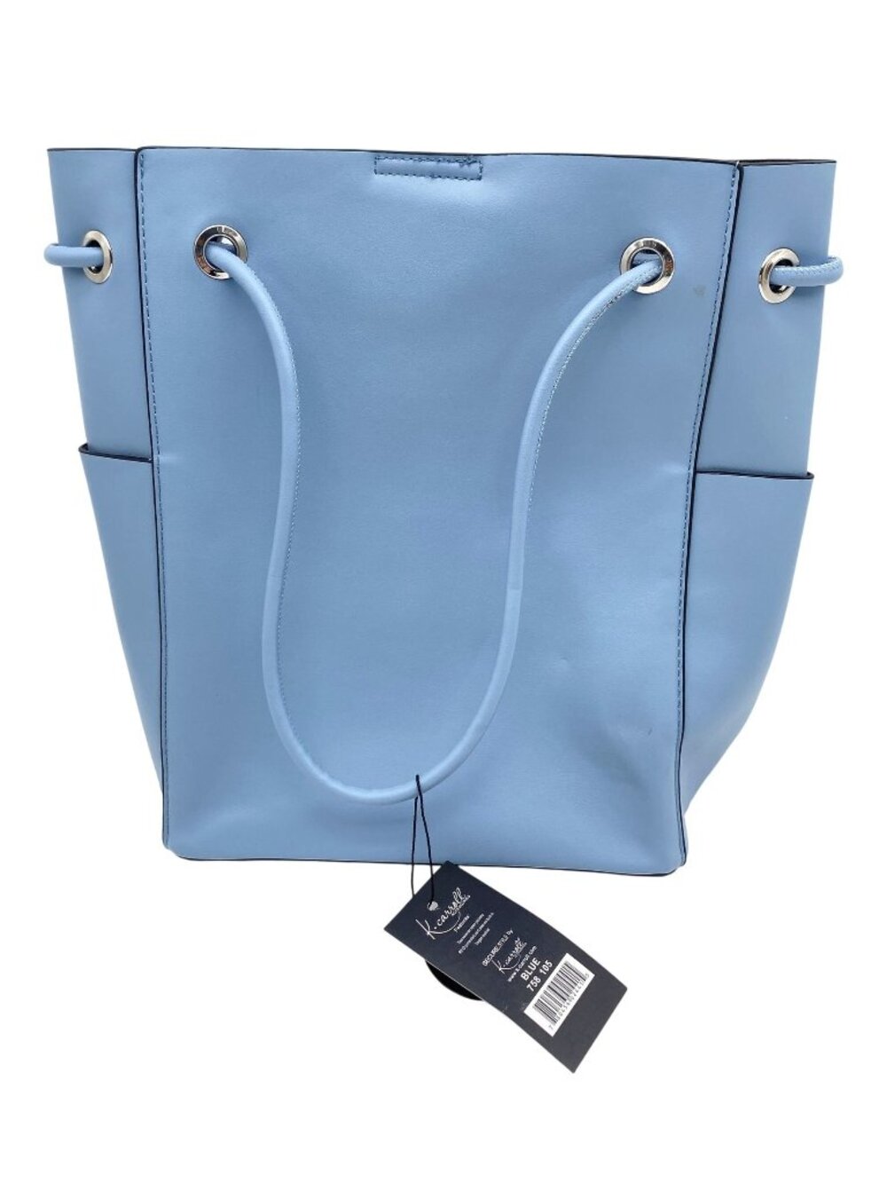 K. Carroll Secure Style RFID Vegan Leather Blue Bucket Bag Tote Double Handle